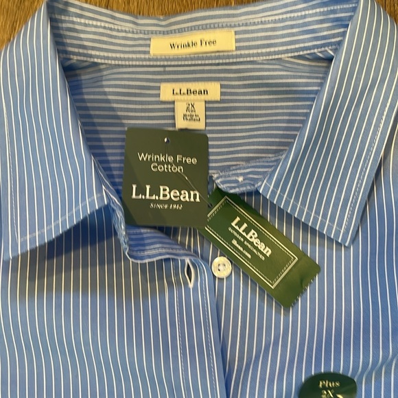 L.L.Bean Wrinkle Free Oxford Petite Shirt - Picture 2 of 7